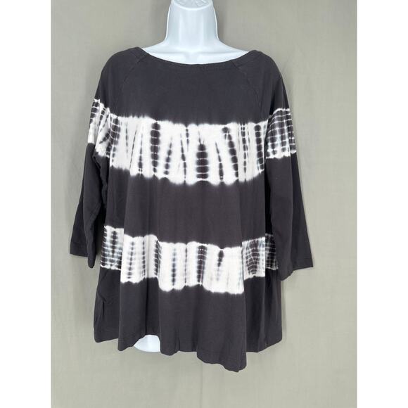 J Jill Top Women Medium Gray Tie Dye Boho Bohemian Beachy Flowy Tunic Organic - Picture 1 of 7